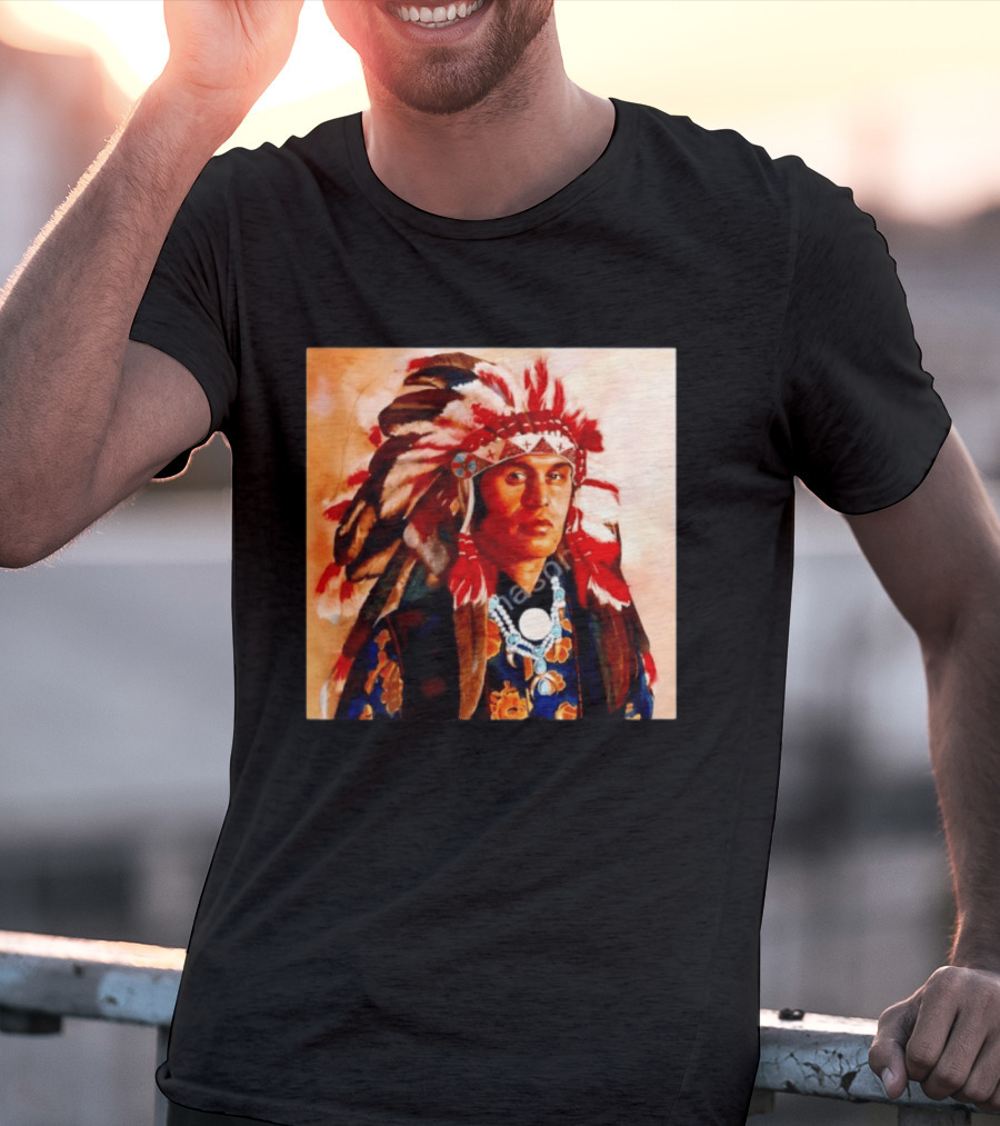 Chief Kirk Native American Indigenous Headdress And Traditional Attire T-Shirt