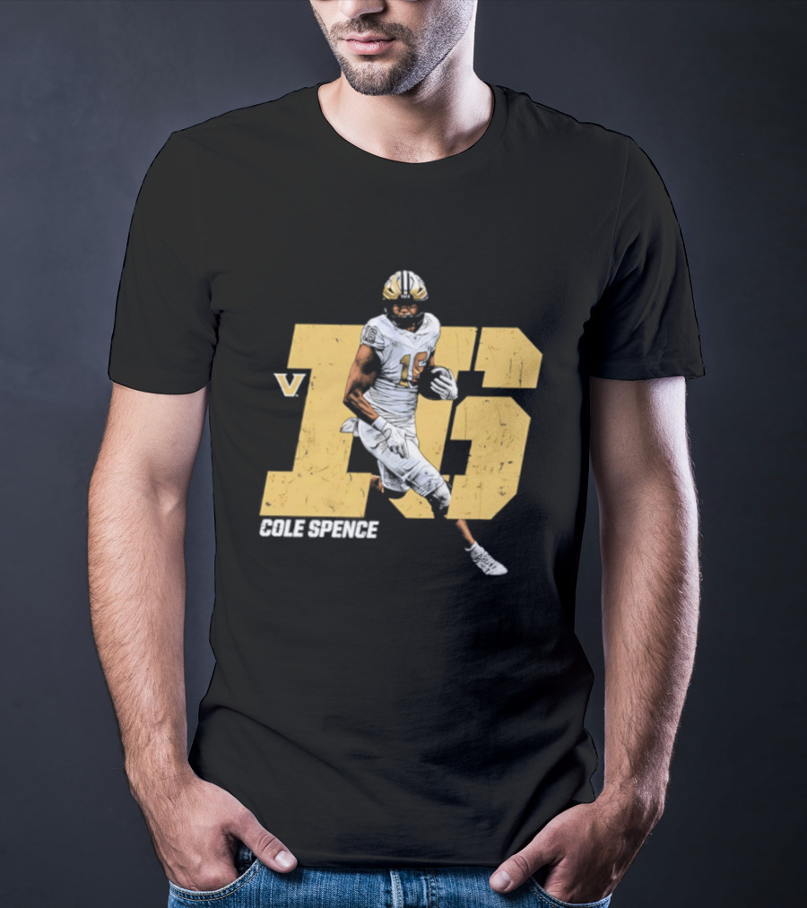 Vanderbilt Commodores Cole Spence 16 NCAA Football Player Pose T-Shirt