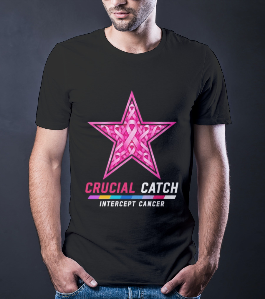 Dallas Cowboys 2026 Crucial Catch Intercept Cancer Pink Ribbon Star T-Shirt