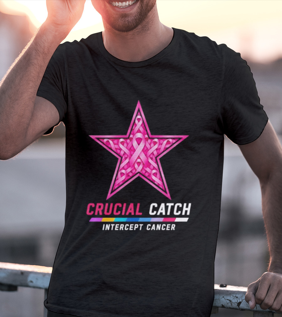 Dallas Cowboys 2026 Crucial Catch Intercept Cancer Pink Ribbon Star T-Shirt