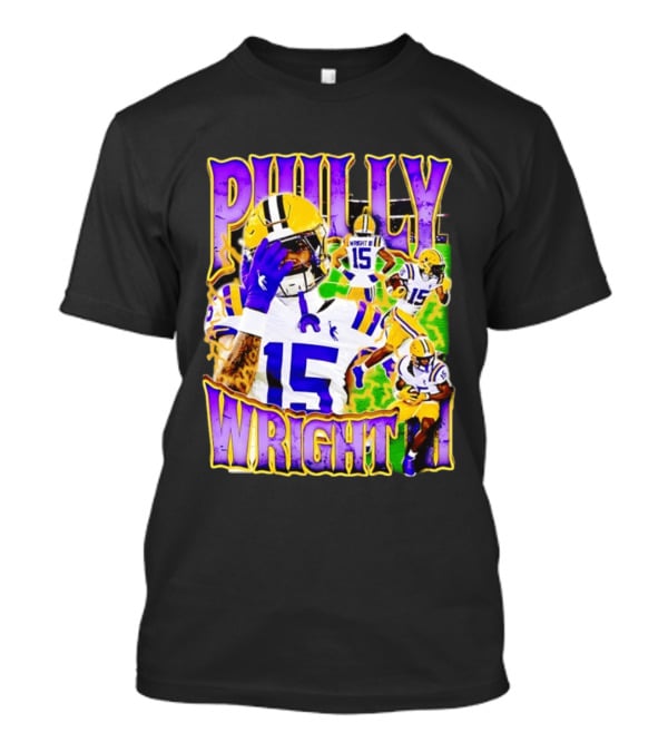Philly Wright III LSU Tigers Football Number 15 Bayou NCAA Player T-Shirt