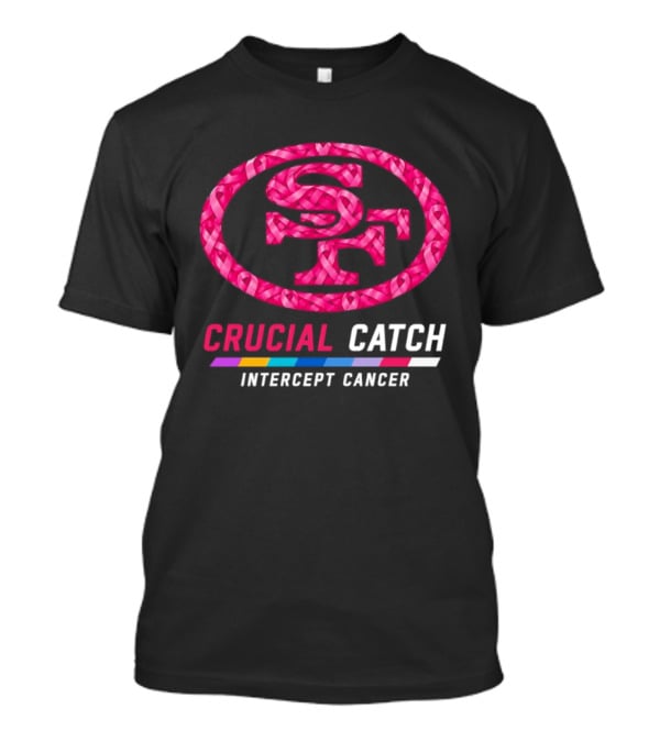 San Francisco 49ers 2026 Crucial Catch Intercept Cancer Pink Ribbon T-Shirt