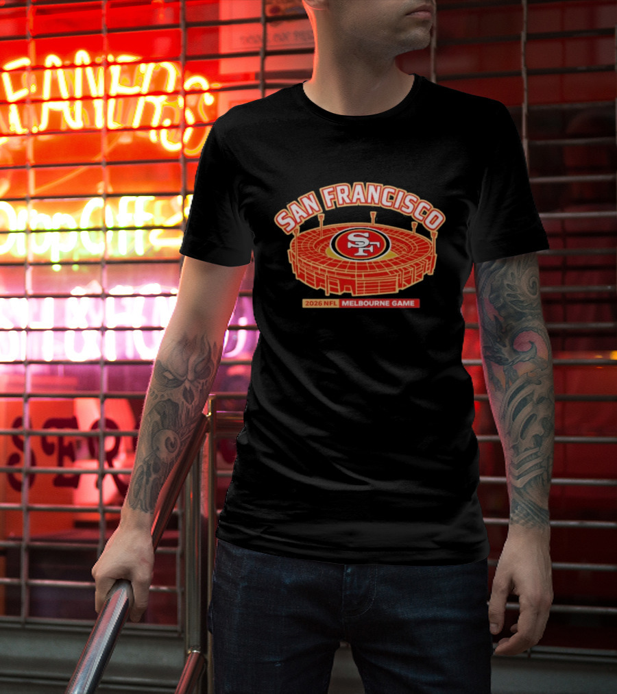 San Francisco 49ers 2026 NFL Melbourne Game Stadium T-Shirt