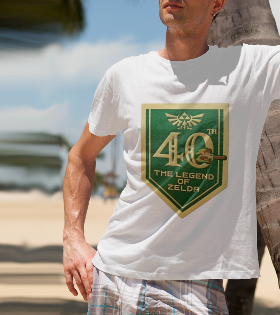40th Anniversary The Legend Of Zelda With Link Pixel Art And Triforce T-Shirt
