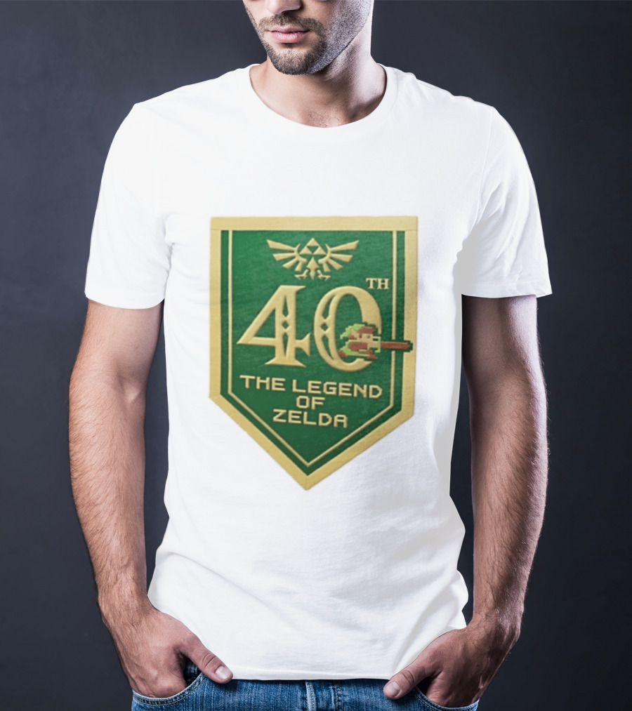 40th Anniversary The Legend Of Zelda With Link Pixel Art And Triforce T-Shirt
