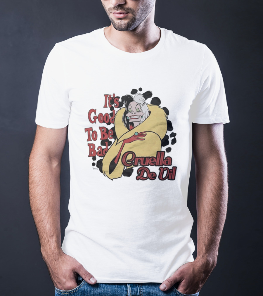 101 Dalmatians Cruella De Vil It's Good To Be Bad Retro Cartoon Villain T-Shirt