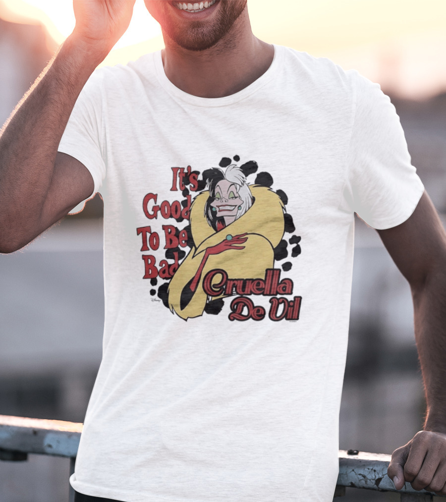 101 Dalmatians Cruella De Vil It's Good To Be Bad Retro Cartoon Villain T-Shirt