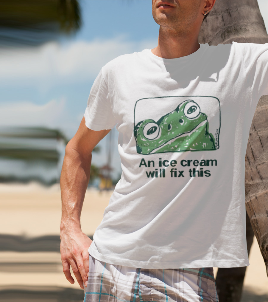 An Ice Cream Will Fix This Frog Retro Humor T-Shirt
