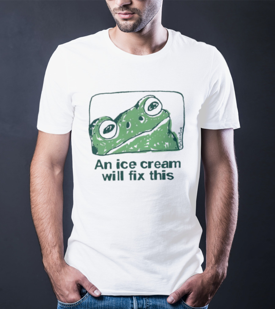An Ice Cream Will Fix This Frog Retro Humor T-Shirt