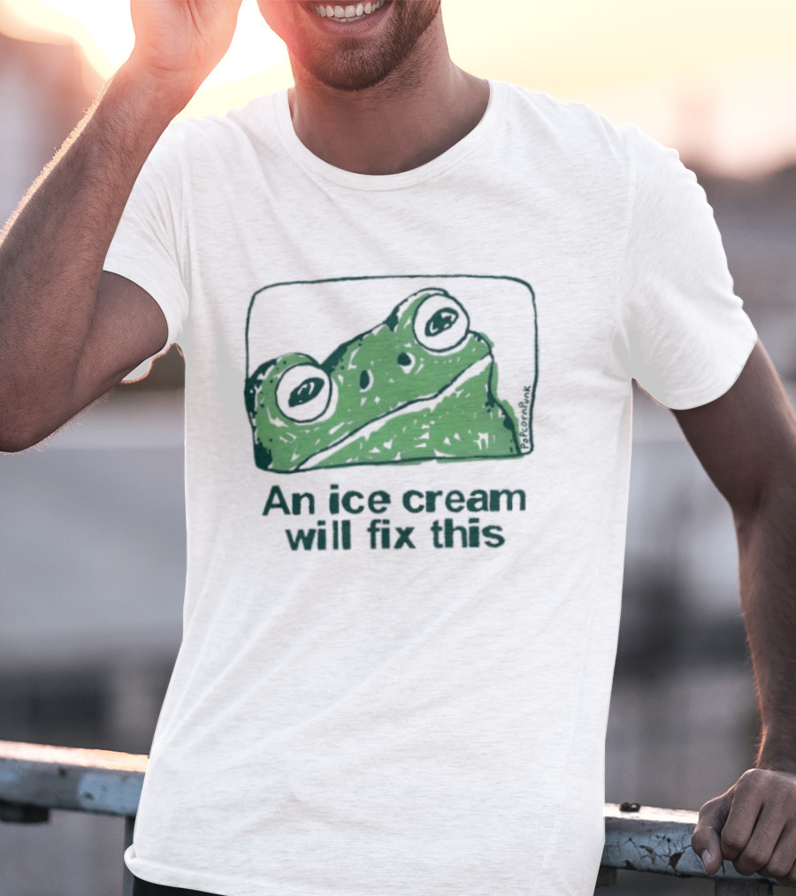 An Ice Cream Will Fix This Frog Retro Humor T-Shirt