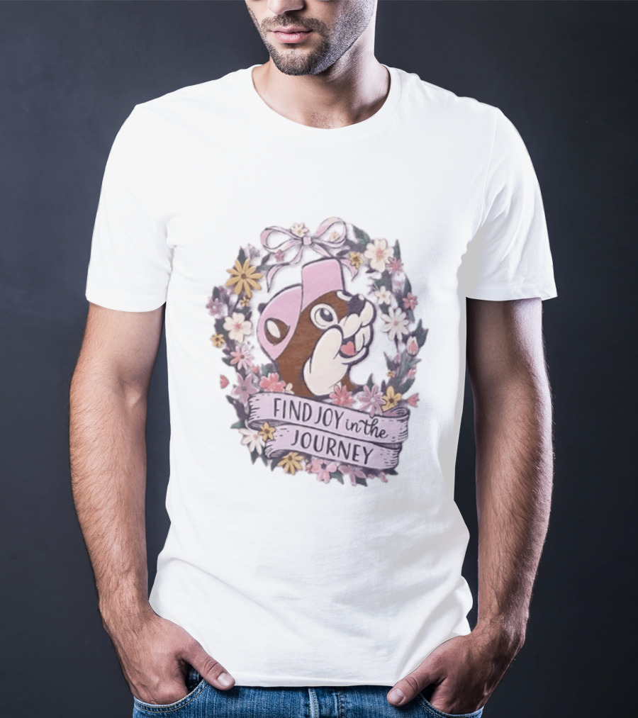 Buc Ee's Find Joy In The Journey Beaver Floral Wreath T-Shirt