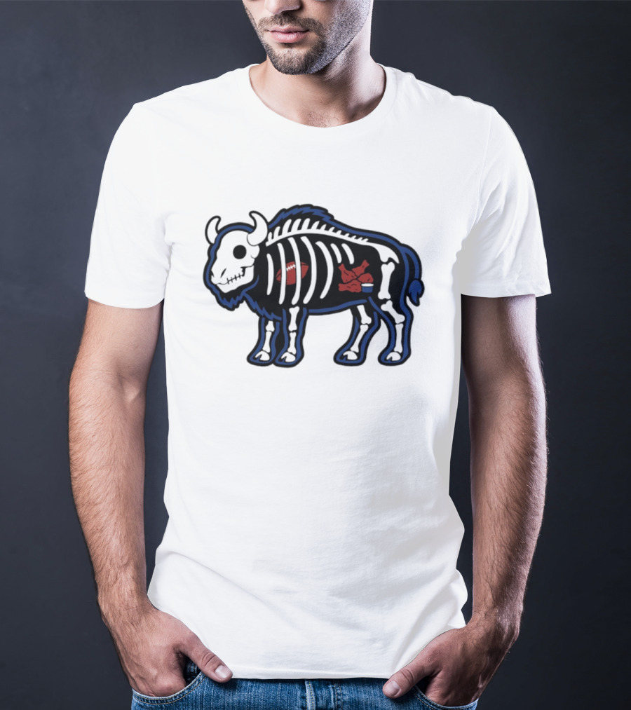 Buffalo Mafia Football X Ray Skeleton Drawing With Chicken Wings And Blue Cheese T-Shirt