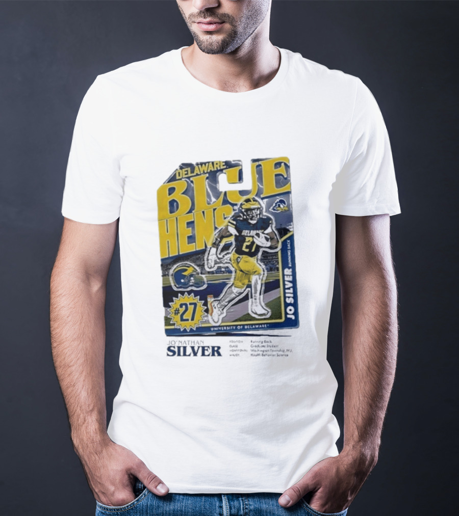 Delaware Blue Hens Jo Silver #27 University Of Delaware Football T-Shirt