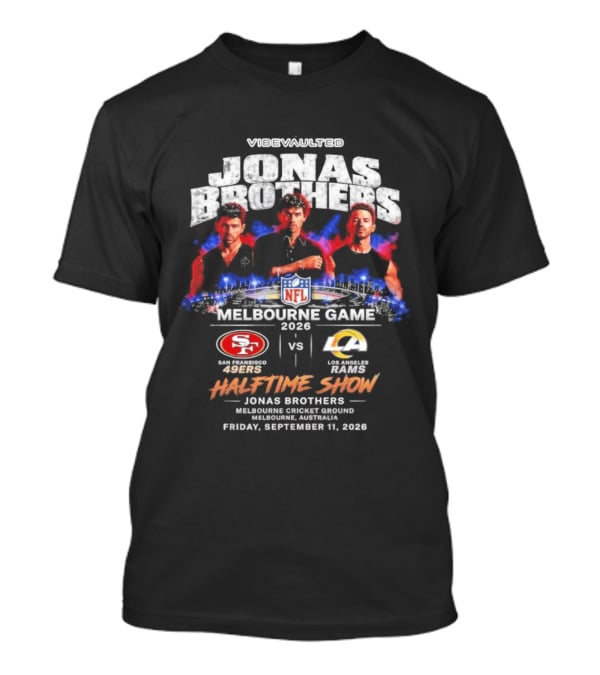 Viewvaulted Jonas Brothers Melbourne Game 2026 49ers Vs Rams Halftime Show September 19 T-Shirt