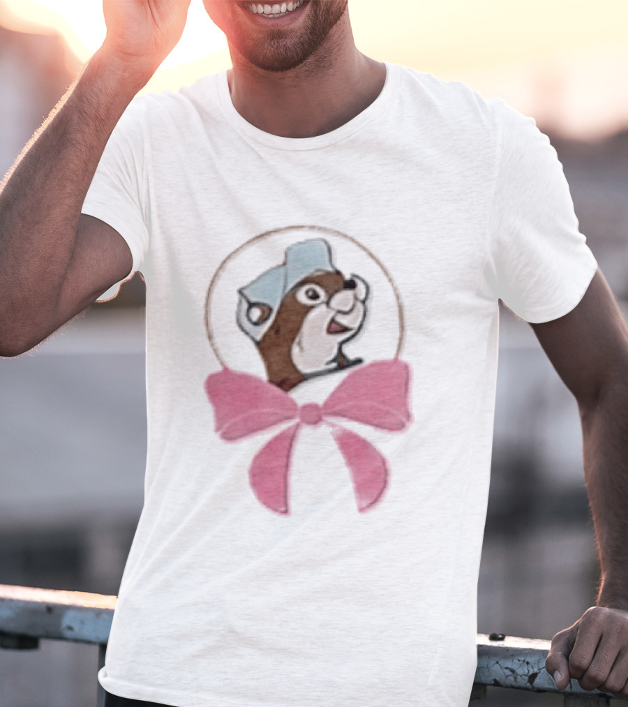 Buc Ee's Beaver With Pink Bow Icon In Circle T-Shirt