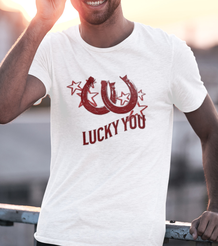 Lucky You Two Horseshoes Stars T-Shirt