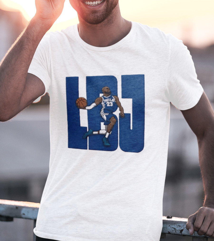 Philadelphia 76ers LBJ 23 Dribbling Basketball Caricature T-Shirt
