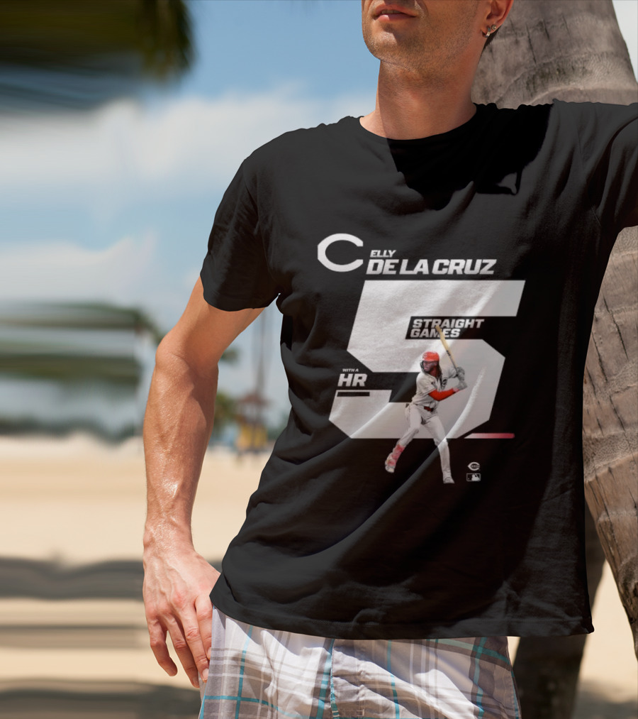 Elly De La Cruz 5 Straight Game 26 HR Baseball Player T-Shirt