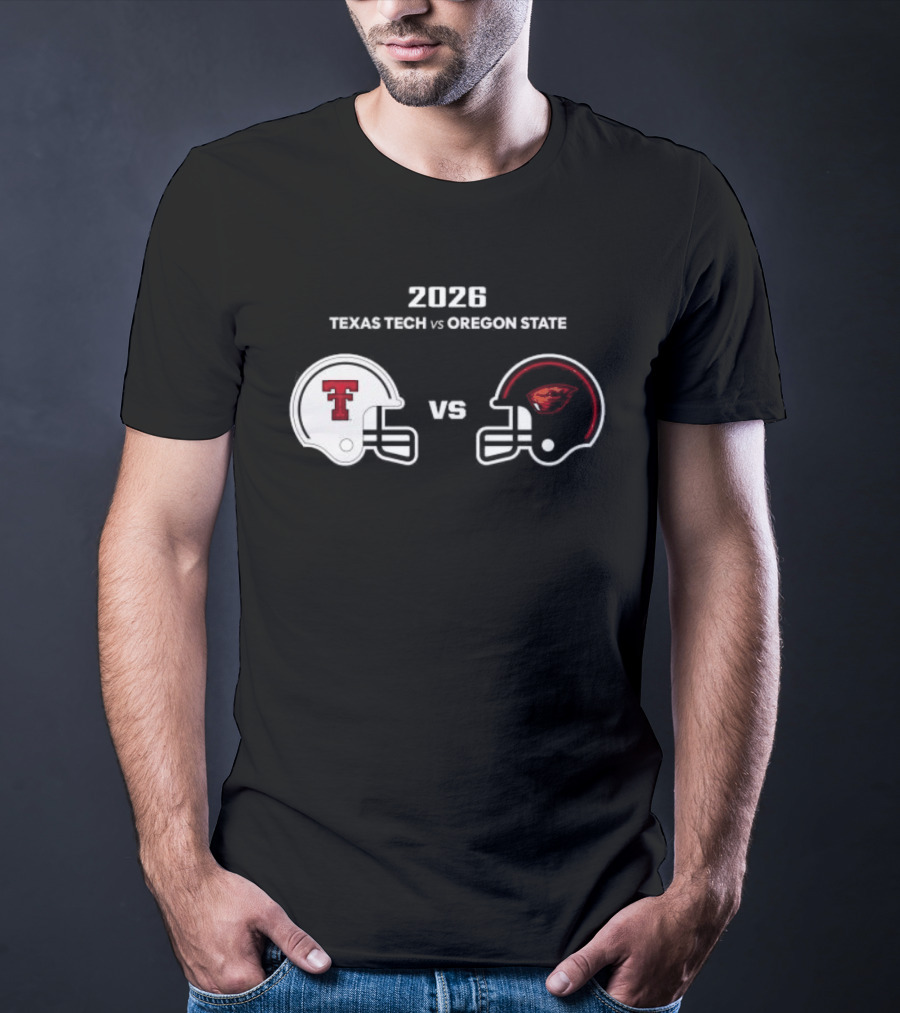 2026 Texas Tech Vs Oregon State Football Matchup Helmets T-Shirt