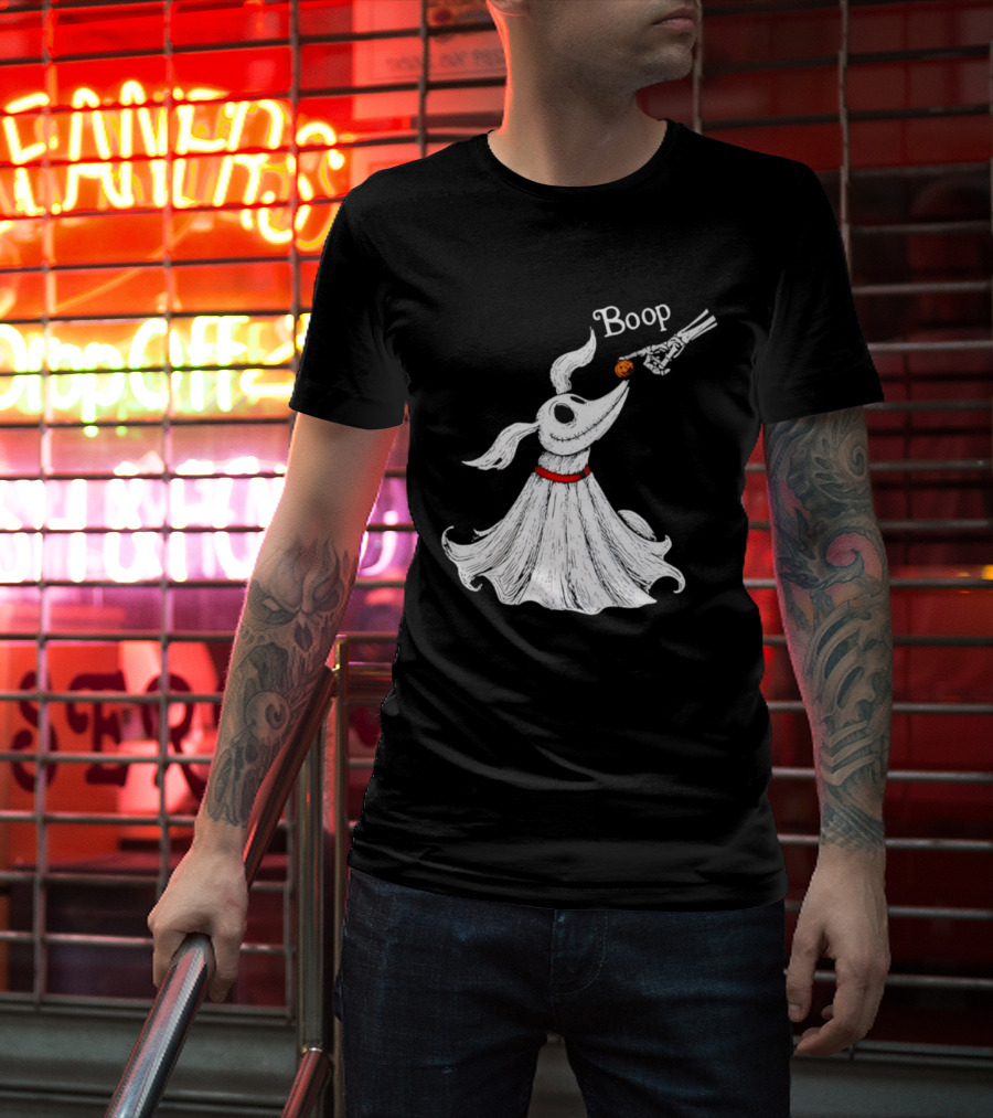 Zero Dog Boop Halloween Skeleton Hand Ghost Dog Pumpkin Nose T-Shirt