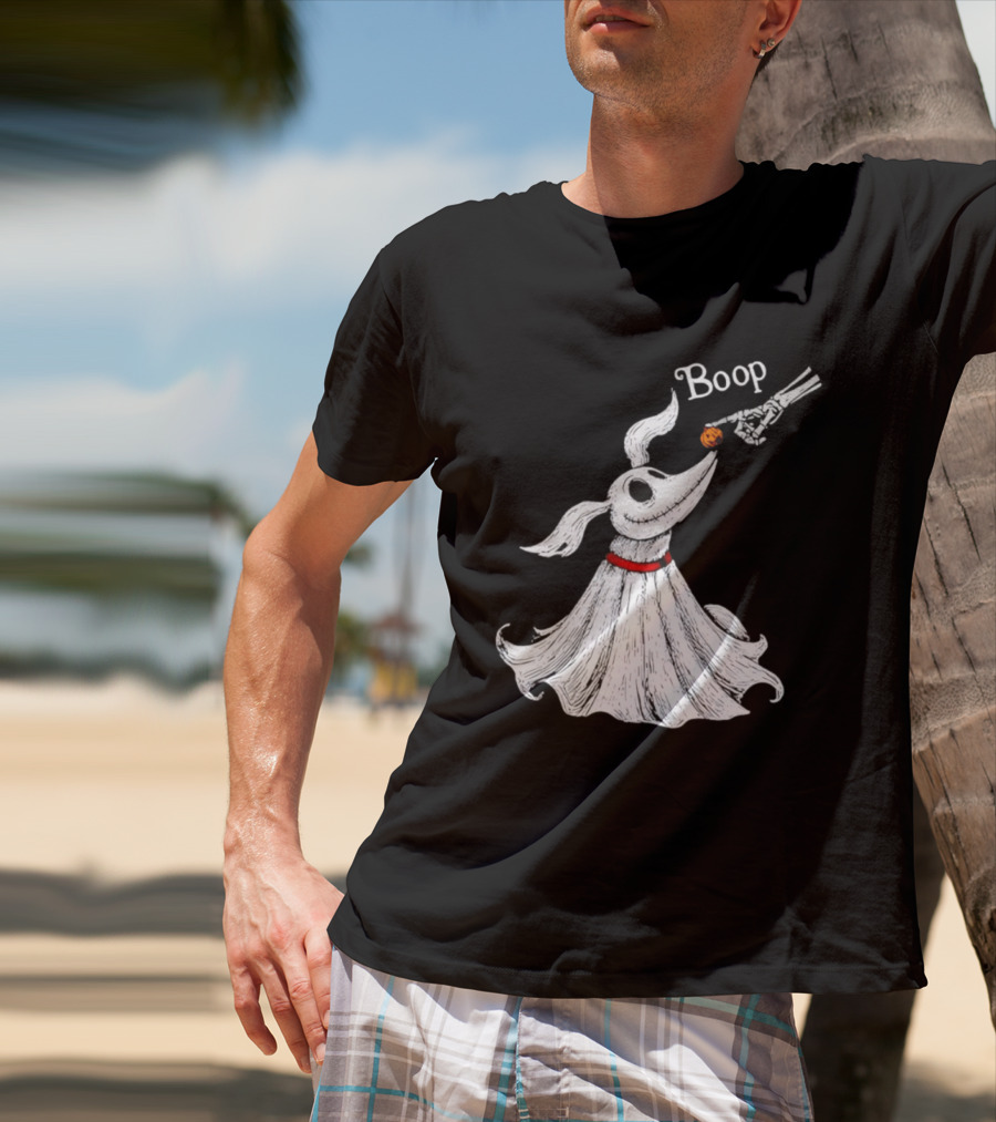 Zero Dog Boop Halloween Skeleton Hand Ghost Dog Pumpkin Nose T-Shirt
