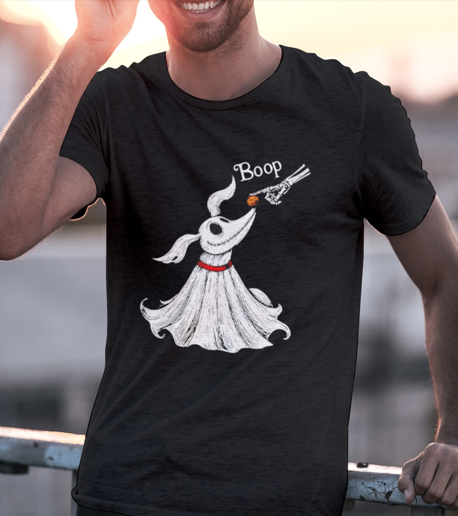 Zero Dog Boop Halloween Skeleton Hand Ghost Dog Pumpkin Nose T-Shirt