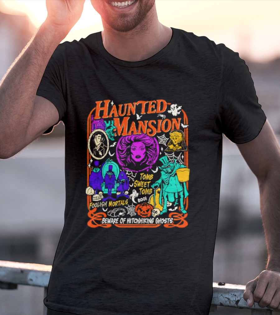 Haunted Mansion Madame Leota Beware Of Hitchhiking Ghosts Foolish Mortals Halloween T-Shirt