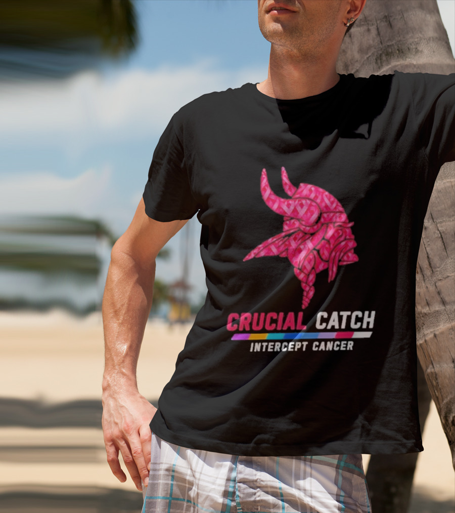 Minnesota Vikings 2026 Crucial Catch Intercept Cancer Pink Crucial Catch Intercept Cancer T-Shirt
