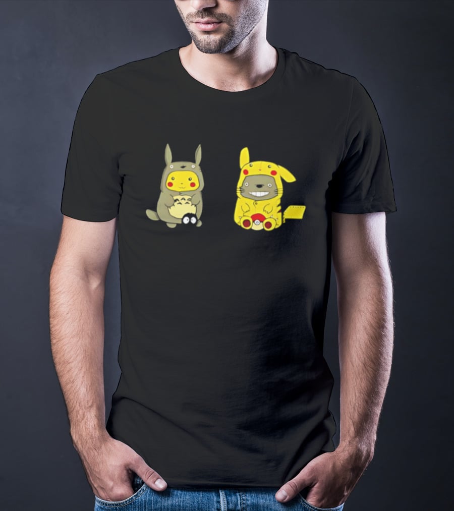 Pikachu Pokémon My Neighbor Totoro Studio Ghibli Crossover Characters T-Shirt