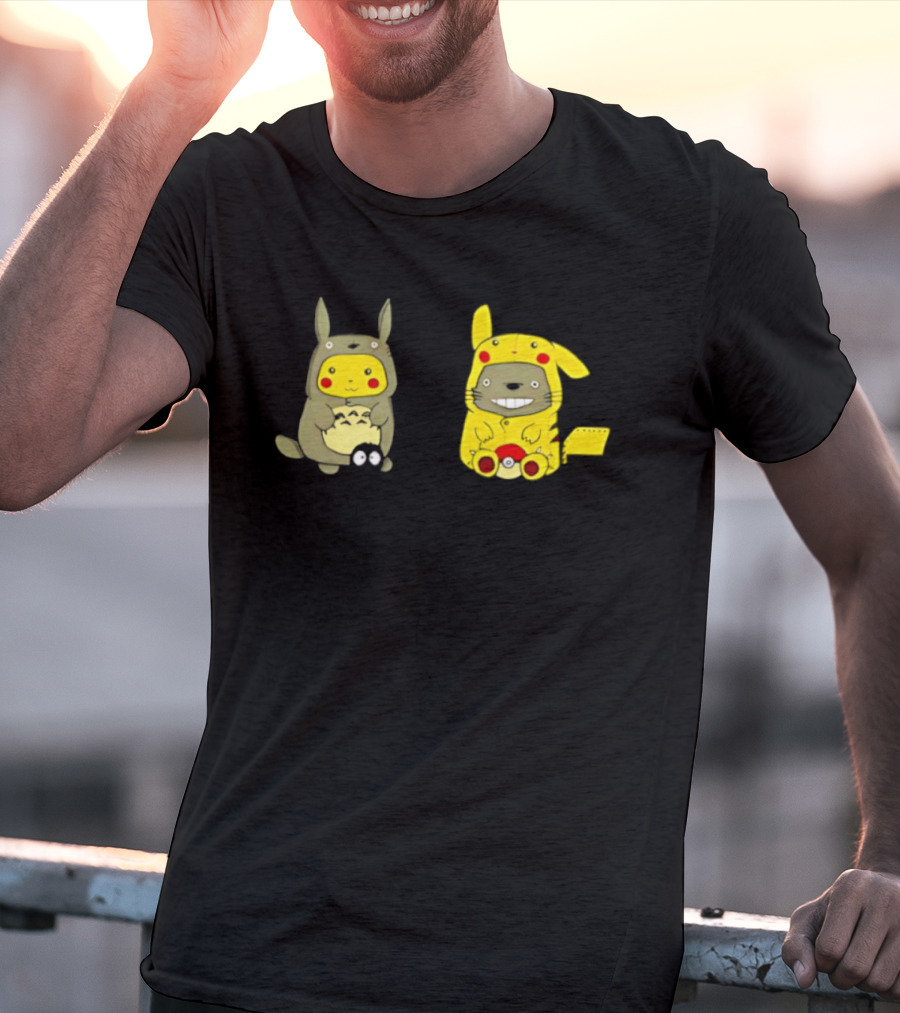 Pikachu Pokémon My Neighbor Totoro Studio Ghibli Crossover Characters T-Shirt