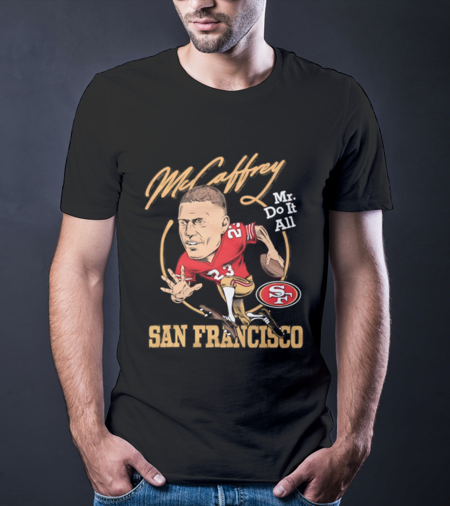 Christian McCaffrey 23 Mr Do It All San Francisco Football Caricature T-Shirt