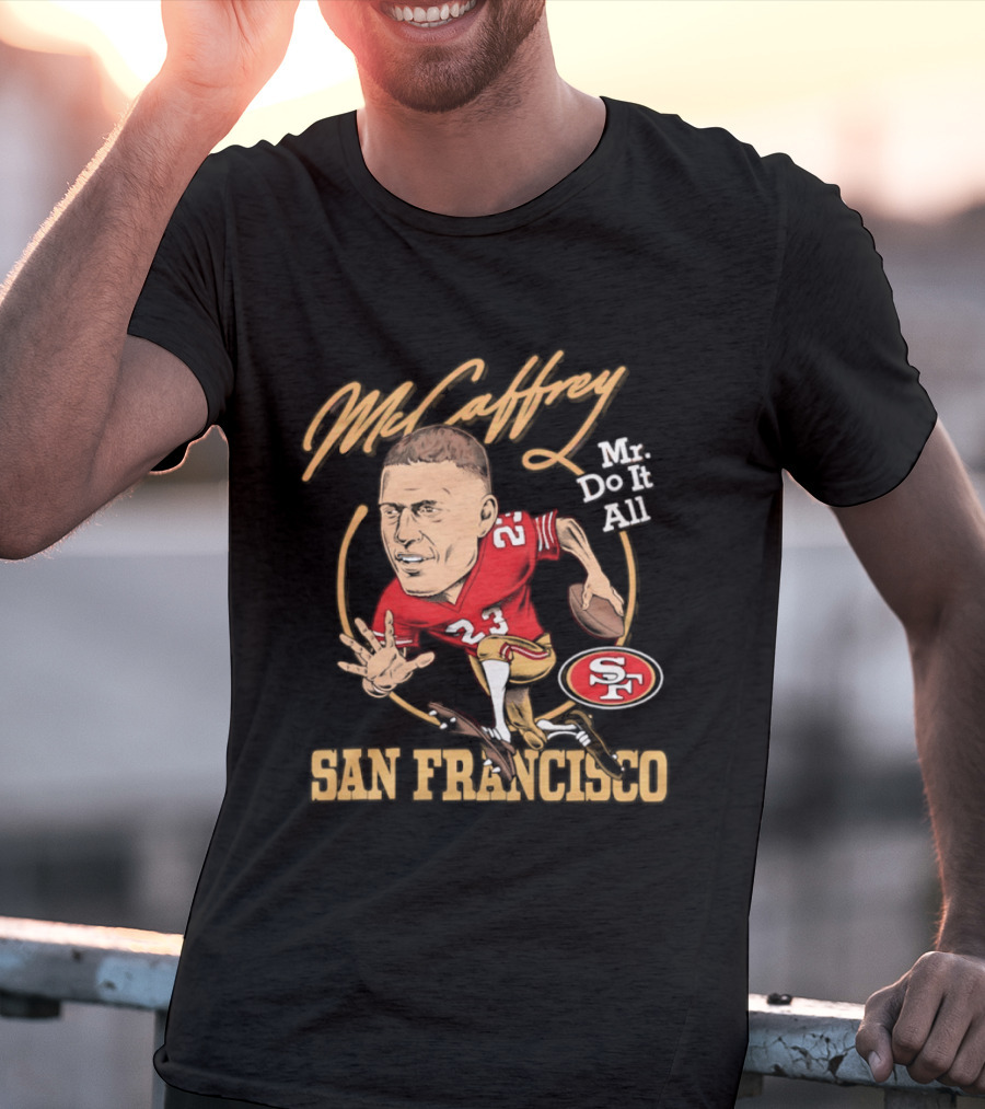 Christian McCaffrey 23 Mr Do It All San Francisco Football Caricature T-Shirt
