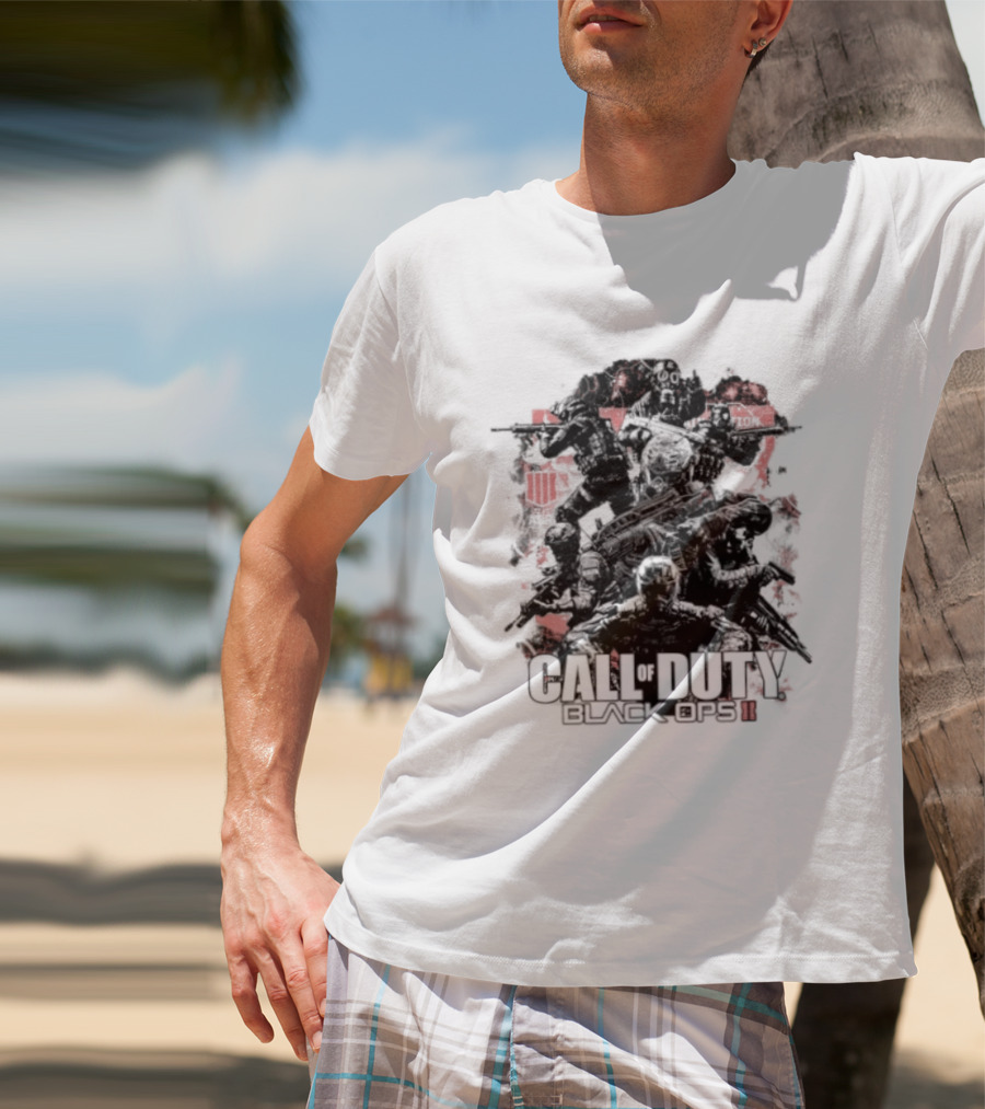 Call Of Duty Black Ops II Video Game Shooter Red T-Shirt
