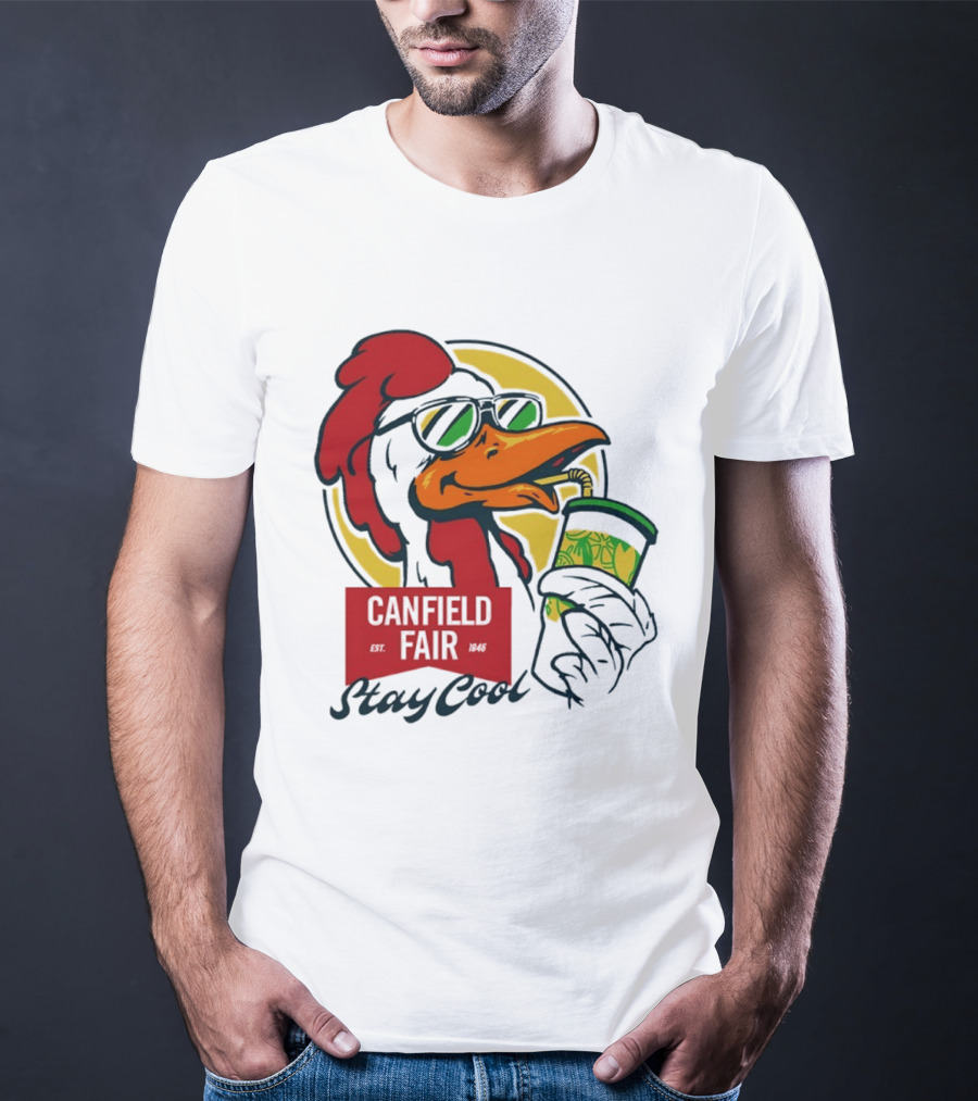 Canfield Fair Stay Cool Rooster Drinking Lemonade T-Shirt