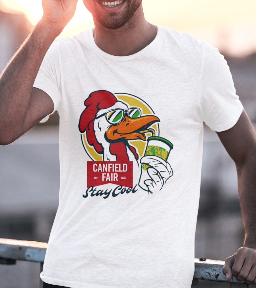 Canfield Fair Stay Cool Rooster Drinking Lemonade T-Shirt