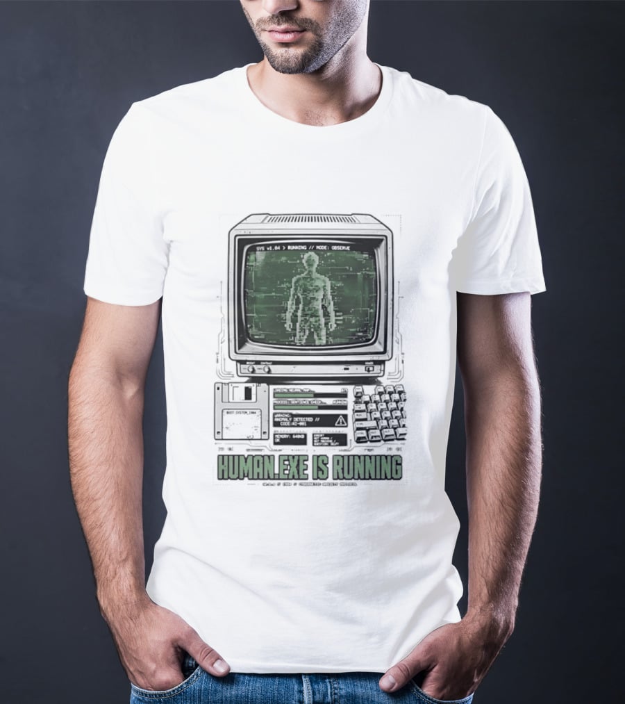 Human Exe Is Running AI Vintage Computer Terminal Display T-Shirt
