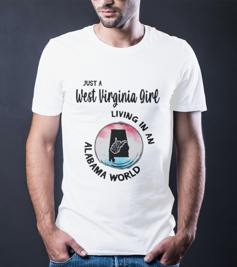 West Virginia Girl In Alabama World Map T-Shirt