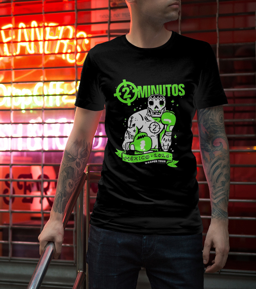 2 Minutos Mexico 2026 Skeleton Boxer Warped Tour T-Shirt