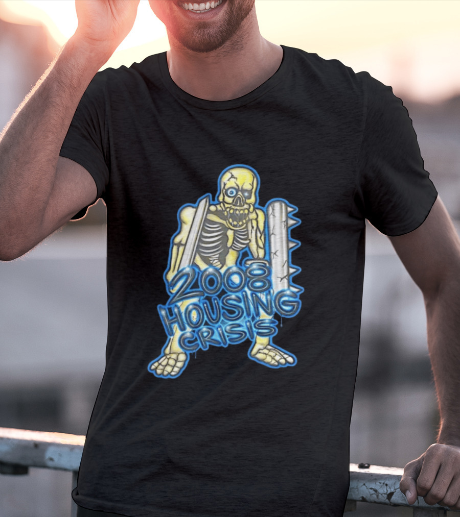 2008 Housing Crisis Skeleton Economic Crash Iconic Visual Representation T-Shirt