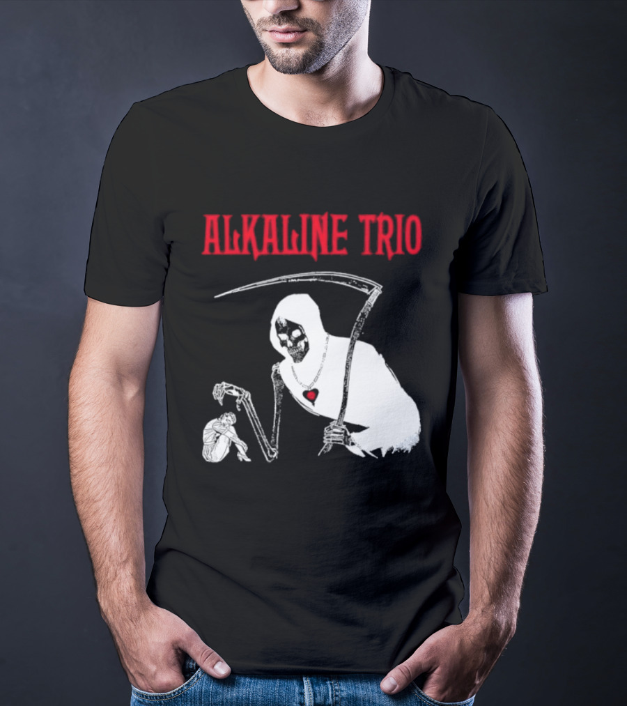 Alkaline Trio Grim Reaper Scythe Heart Skeleton T-Shirt
