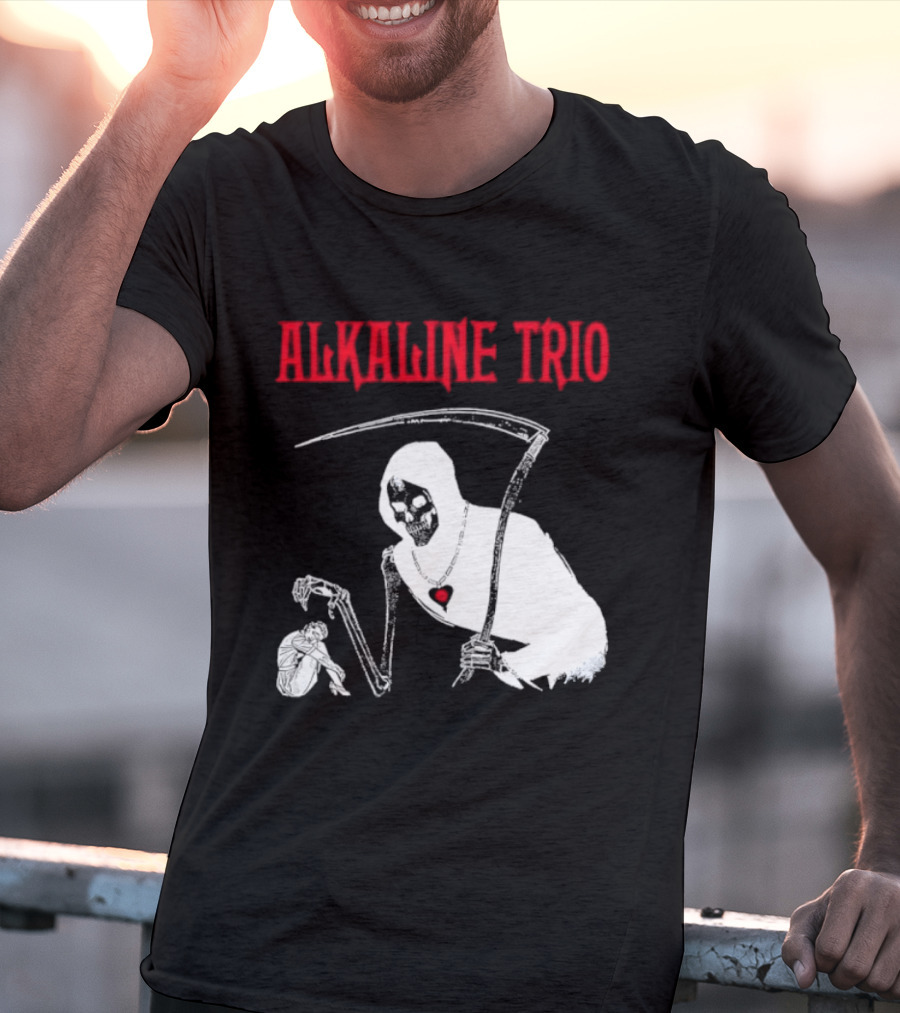 Alkaline Trio Grim Reaper Scythe Heart Skeleton T-Shirt