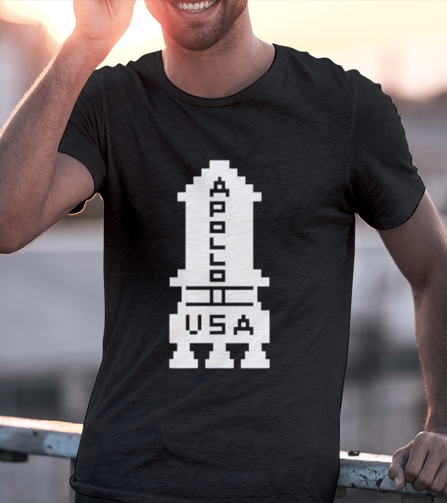 Apollo USA Rocket NASA Pixel T-Shirt