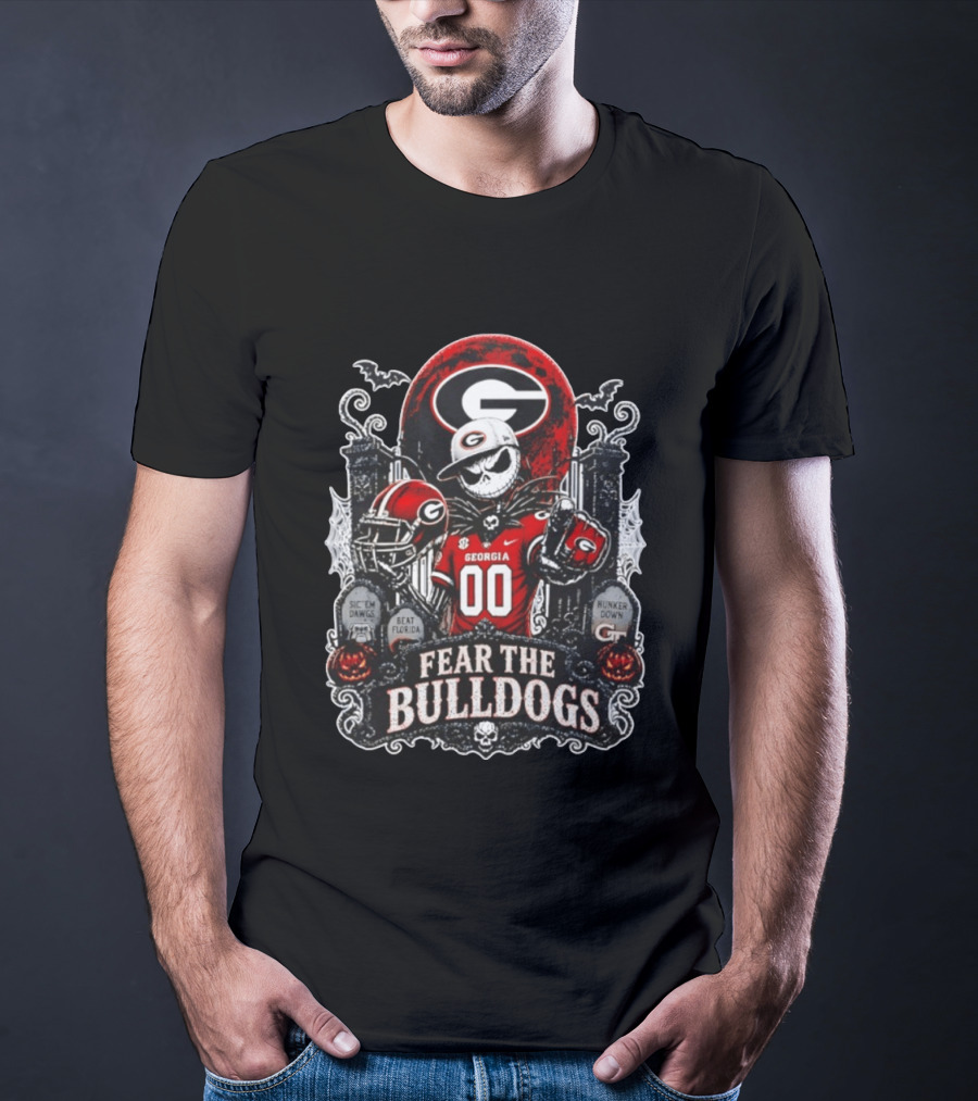 Fear The Bulldogs Georgia Jack Skellington Halloween 2026 Sic 'Em Dawgs Beat Florida Hunker Down T-Shirt