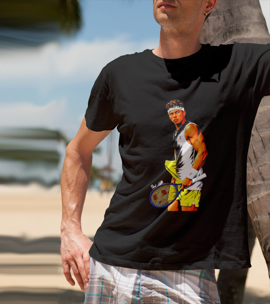 Ben Shelton Tennis Player 2026 Cartoon With Headband And Racket T-Shirt