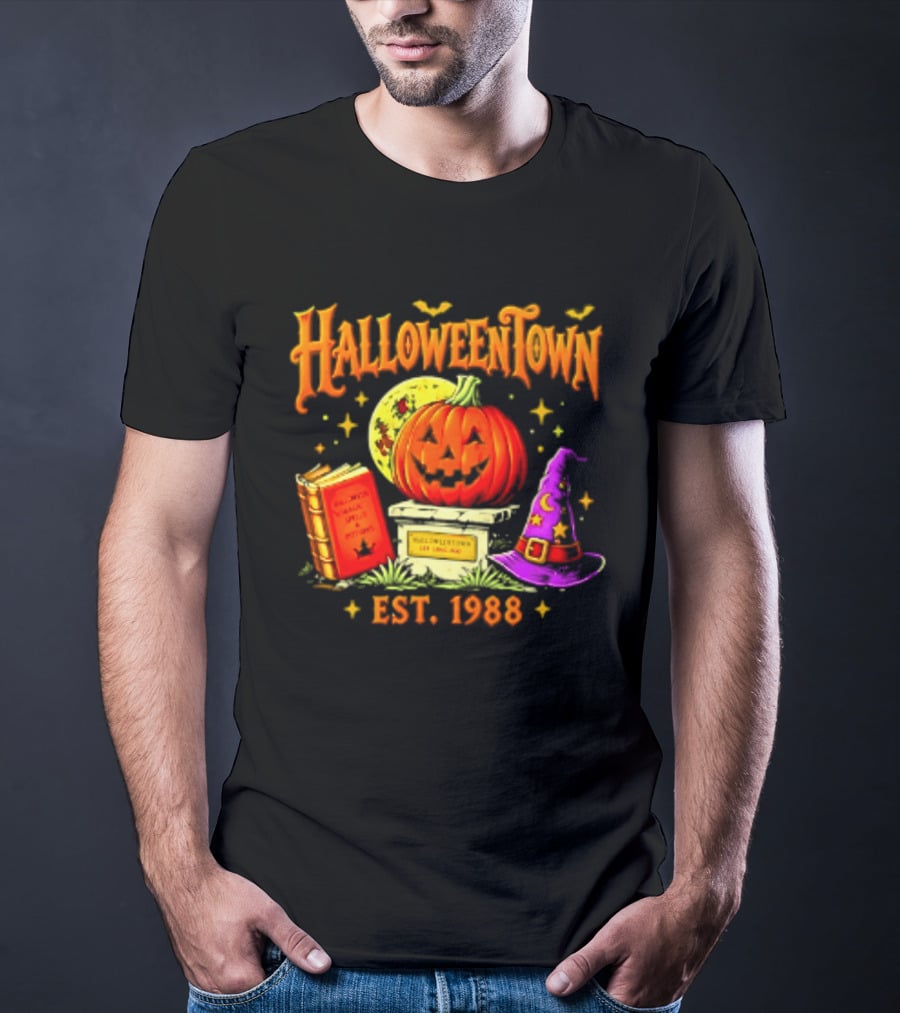 Halloweentown Est 1988 Magic Spells And Potions Pumpkin Witch Hat Book T-Shirt