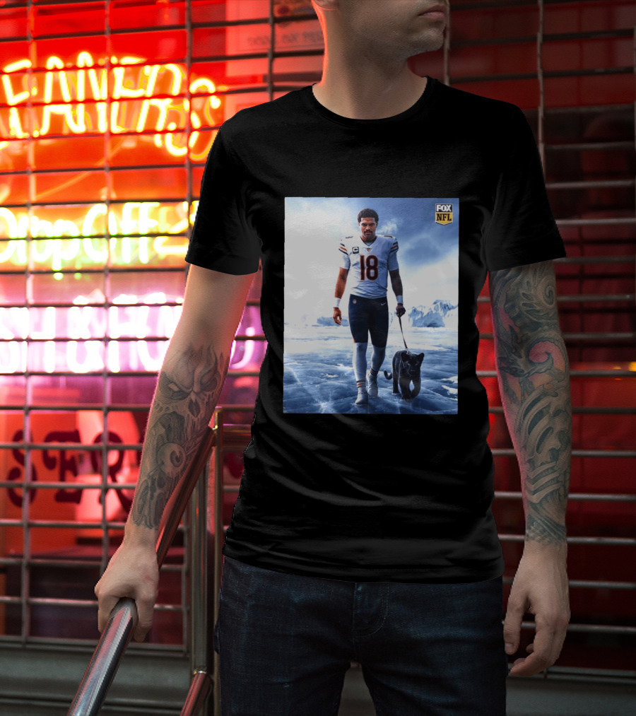 Chicago Bears Caleb Williams Black Panther NFL Ice Walk T-Shirt