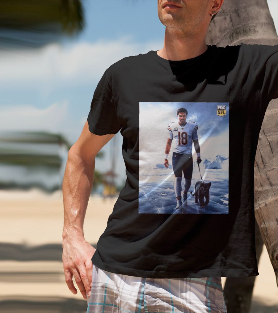 Chicago Bears Caleb Williams Black Panther NFL Ice Walk T-Shirt