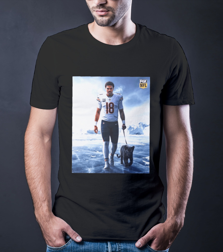 Chicago Bears Caleb Williams Black Panther NFL Ice Walk T-Shirt