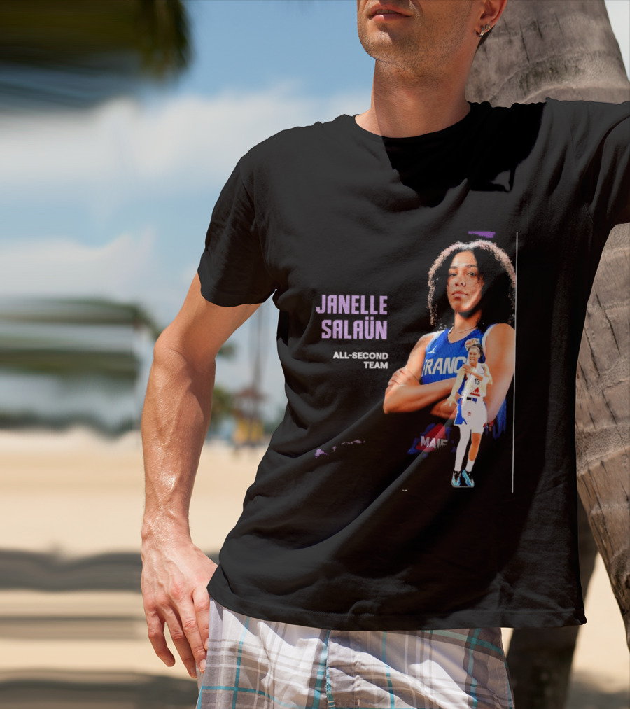 Janelle Salaun France Basketball All Second Team Player T-Shirt