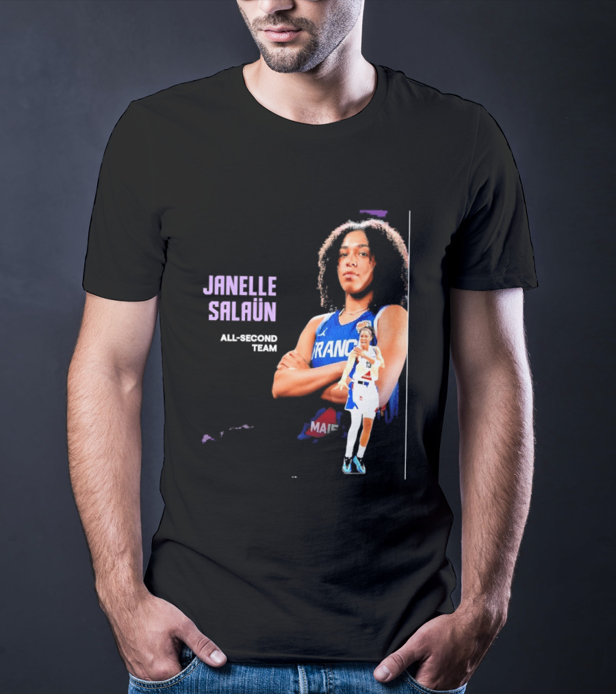Janelle Salaun France Basketball All Second Team Player T-Shirt